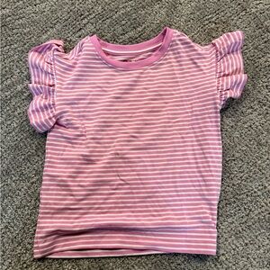 Little Sleepies Pink Striped Ruffle Sleeve Tee